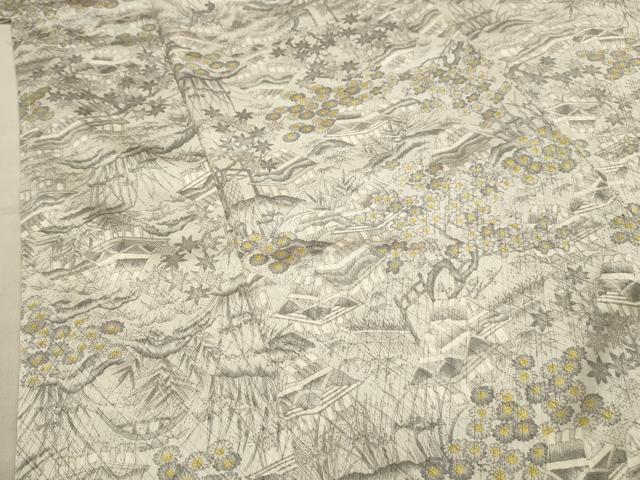 平和屋着物■上質な小紋 風景文 正絹 逸品 AABG1165sx