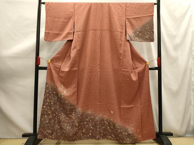 平和屋着物■訪問着 刺繍 草花文 暈し染め 金糸 金彩 正絹 逸品 AABG1166sx