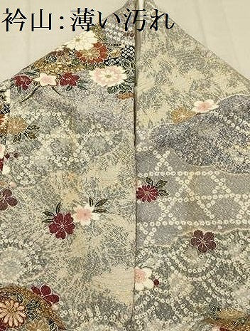 平和屋着物■上質な小紋 片輪車立波花文 金彩 正絹 逸品 AABG1177sx