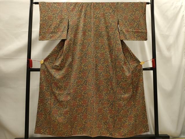 平和屋着物■上質な小紋 花唐草文 正絹 逸品 AABG1186sx
