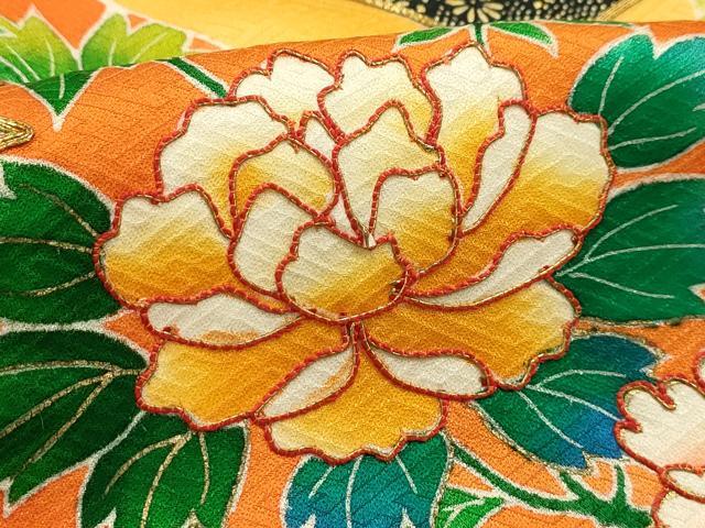 平和屋着物■豪華振袖 駒刺繍 松皮菱花文 金彩 正絹 逸品 AABG1187sx