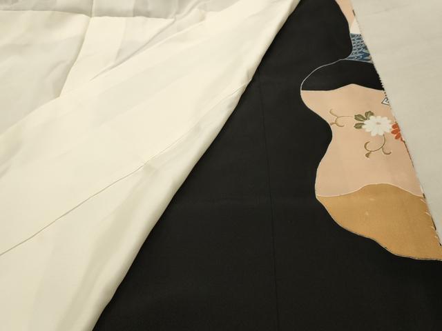 平和屋着物■豪華黒留袖 駒刺繍 松竹梅飛鶴花車文 金彩 正絹 逸品 AABG1189sx