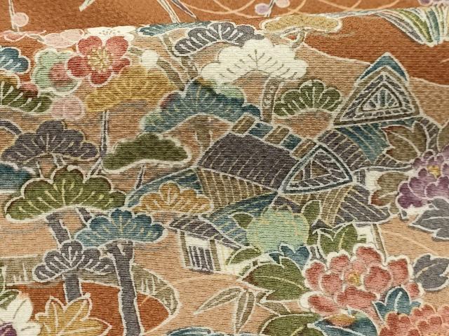 平和屋着物■上質な小紋 松竹梅風景文 正絹 逸品 AABG1190sx
