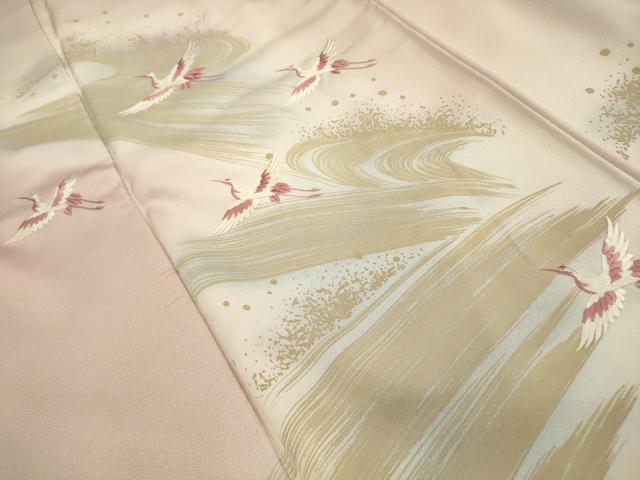 平和屋着物■訪問着 刺繍 飛鶴文 暈し染め 三越扱い 正絹 逸品 AABG1209sx