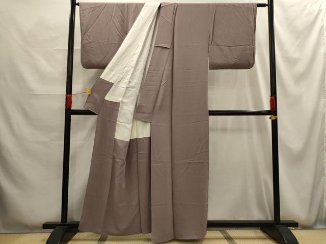 平和屋着物■上質な色無地 紋意匠 梅鼠色 正絹 逸品 AABG1210sx