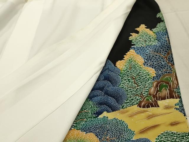 平和屋着物■豪華黒留袖 駒刺繍 風景文 金彩 正絹 逸品 AABG1211sx