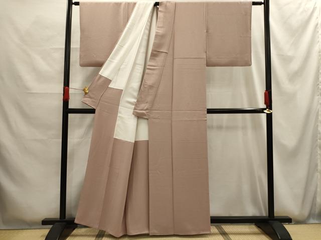 平和屋着物■上質な色無地 菊地紋 薄柿色 正絹 逸品 AABG1213sx