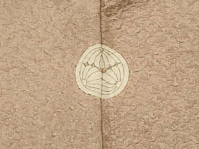 平和屋着物■上質な色無地 紋意匠 白茶色 正絹 逸品 AABG1215sx