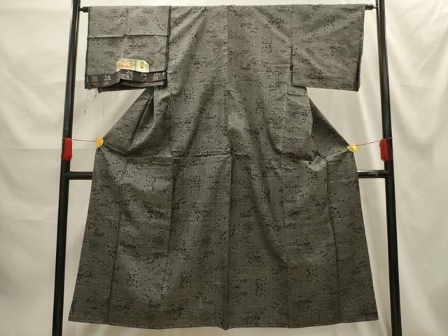 平和屋着物■本場大島紬 7マルキ 風景文 証紙付き 正絹 逸品 AABG1223sx
