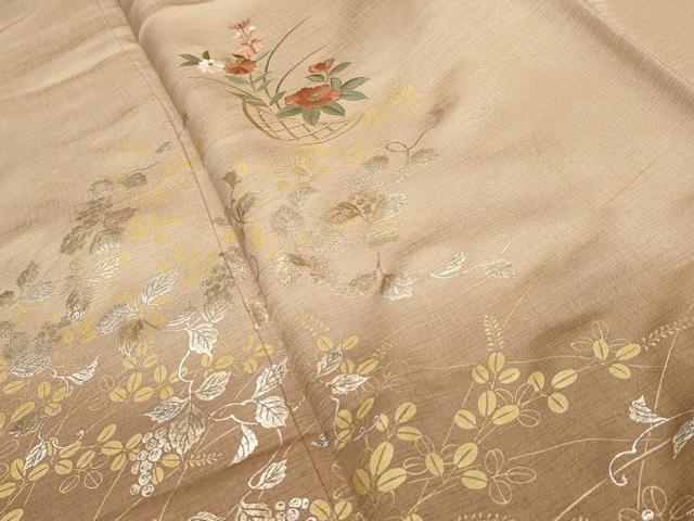 平和屋着物■訪問着 刺繍 花籠文 暈し染め 金糸 金銀彩 正絹 逸品 AABG1243sx