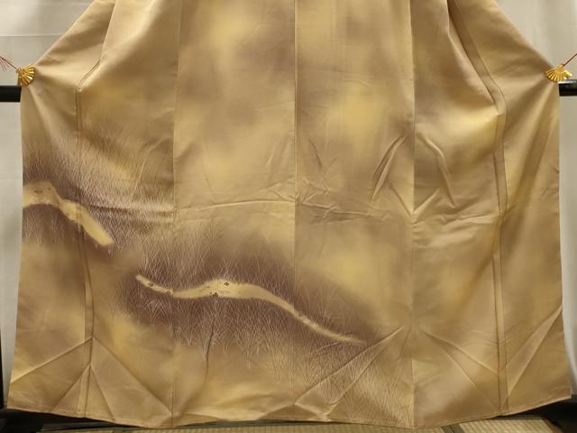 平和屋着物■訪問着 流水草花文 暈し染め 正絹 逸品 AABG1269sx