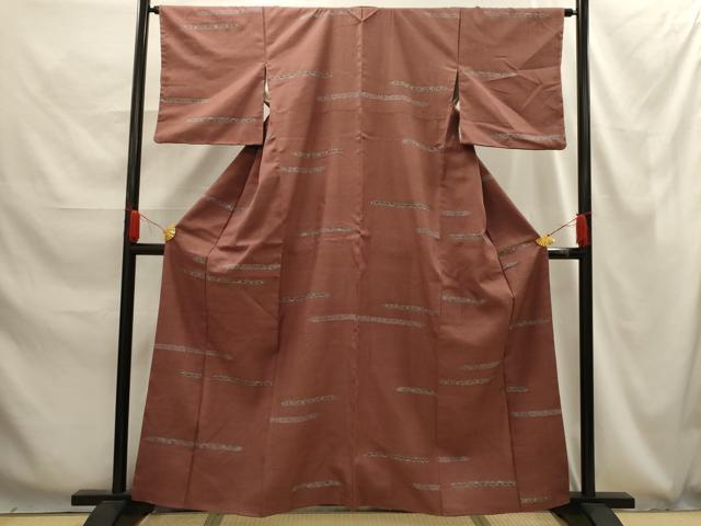 平和屋着物■上質な小紋 紬地 横段花文 金彩 正絹 逸品 AABG1270sx
