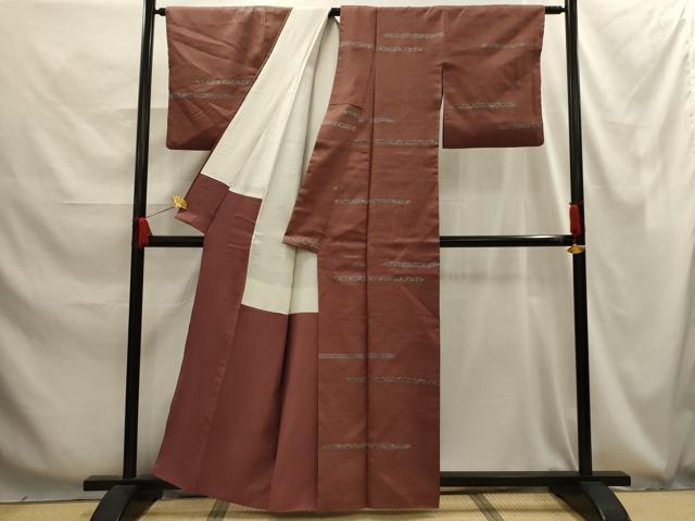 平和屋着物■上質な小紋 紬地 横段花文 金彩 正絹 逸品 AABG1270sx