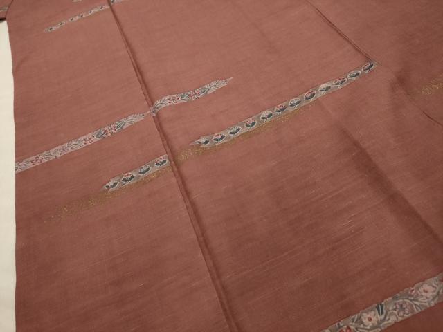 平和屋着物■上質な小紋 紬地 横段花文 金彩 正絹 逸品 AABG1270sx