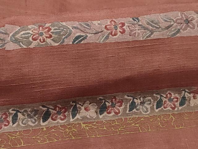 平和屋着物■上質な小紋 紬地 横段花文 金彩 正絹 逸品 AABG1270sx