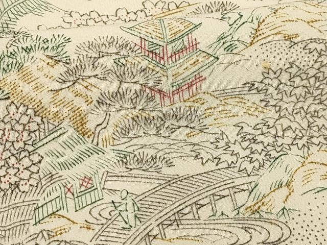 平和屋着物■上質な小紋 風景文 正絹 逸品 AABG1272sx