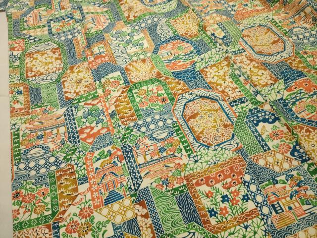 平和屋着物■上質な小紋 風景文 正絹 逸品 AABG1277sx