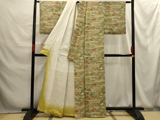 平和屋着物■上質な小紋 人物風景文 正絹 逸品 AABG1284sx