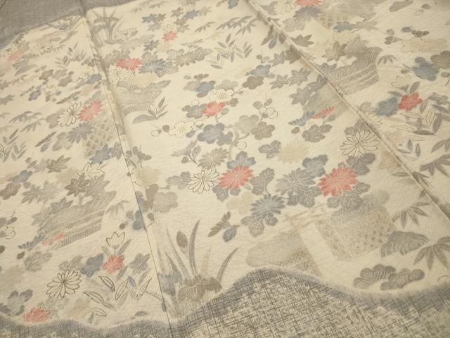 平和屋着物■訪問着 松竹梅風景文 正絹 逸品 AABG1288sx