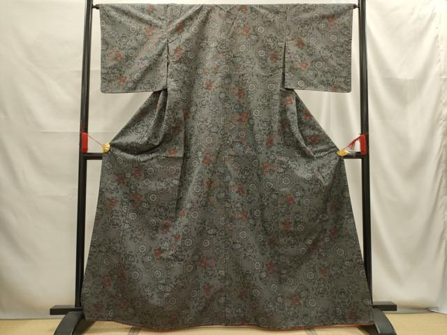 平和屋着物■上質な紬 飾花文 正絹 逸品 AABG1294sx