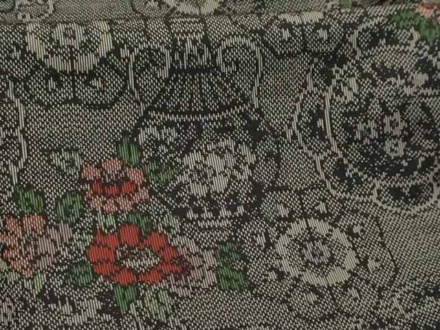 平和屋着物■上質な紬 飾花文 正絹 逸品 AABG1294sx