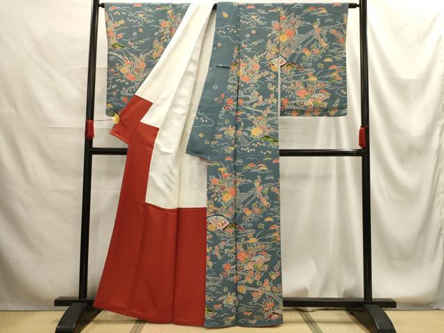 平和屋着物■上質な小紋 型染め 松竹梅流水花籬文 正絹 逸品 AABG1300sx
