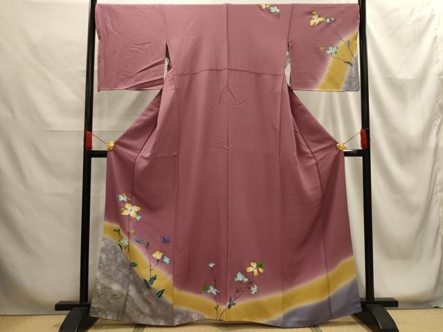 平和屋着物■訪問着 花蝶文 暈し染め 金彩 正絹 逸品 AABG1305sx