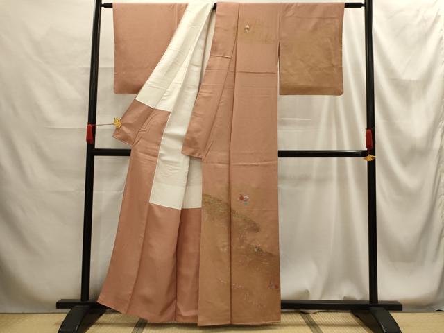 平和屋着物■訪問着 刺繍 流水花文 金彩 正絹 逸品 AABG1312sx
