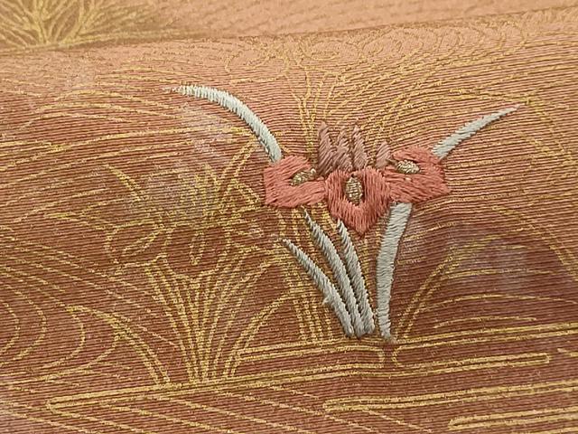 平和屋着物■訪問着 刺繍 流水花文 金彩 正絹 逸品 AABG1312sx