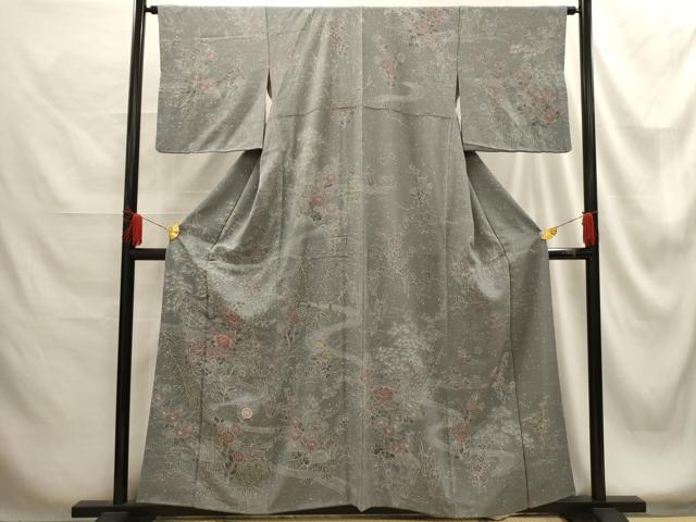 平和屋着物■訪問着 刺繍 流水花文 正絹 逸品 AABG1317sx