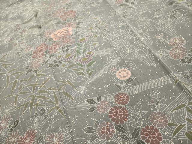 平和屋着物■訪問着 刺繍 流水花文 正絹 逸品 AABG1317sx