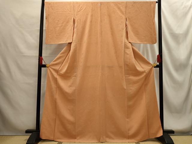 平和屋着物■上質な色無地 枝葉地紋 深支子色 正絹 逸品 AABG1321sx