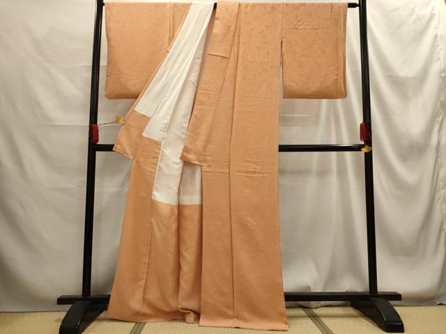 平和屋着物■上質な色無地 枝葉地紋 深支子色 正絹 逸品 AABG1321sx