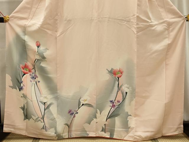 平和屋着物■訪問着 手描き 草花文 暈し染め 正絹 逸品 AABG1324sx