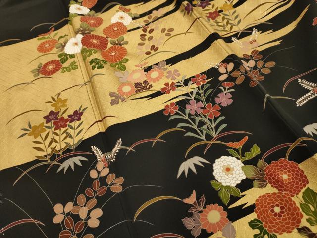平和屋着物■豪華黒留袖 作家物 霞花文 金彩 正絹 逸品 AABG1337sx