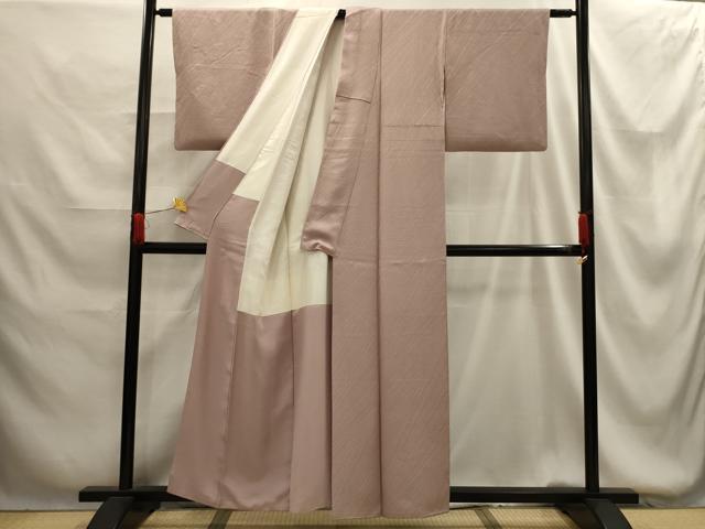 平和屋着物■上質な色無地 紋意匠 薄柿色 正絹 逸品 AABG1350sx