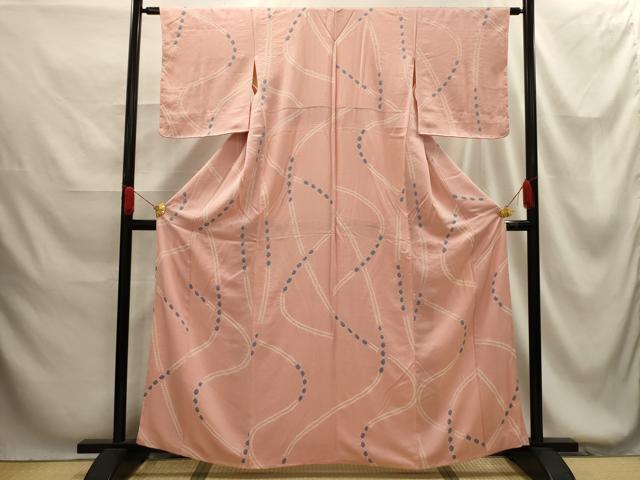 平和屋着物■上質な小紋 絞り 幾何学文 正絹 逸品 AABG1367sx