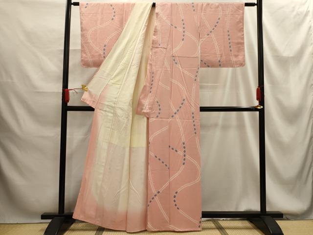 平和屋着物■上質な小紋 絞り 幾何学文 正絹 逸品 AABG1367sx
