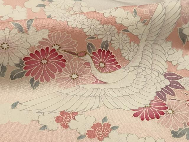 平和屋着物■訪問着 飛鶴花文 暈し染め 正絹 逸品 AABG1373sx