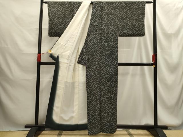 平和屋着物■伝統工芸士 染谷梅治 小紋 舞花文 正絹 逸品 AABG1375sx