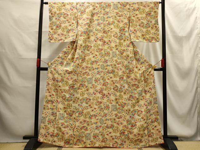 平和屋着物■上質な小紋 松竹梅花風景文 正絹 逸品 AABG1377sx