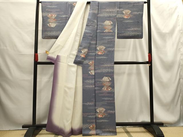 平和屋着物■上質な小紋 地紙重ね花文 金彩 正絹 逸品 AABG1385sx