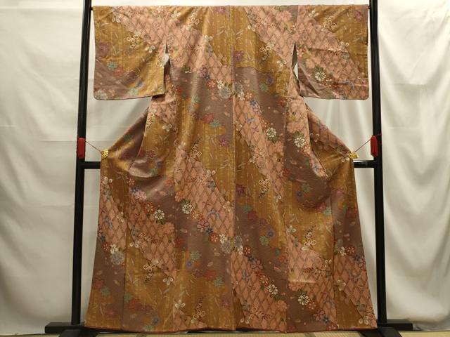 平和屋着物■上質な小紋 花蝶文 金彩 正絹 逸品 AABG1386sx