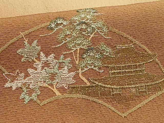 平和屋着物■訪問着 刺繍 地紙風景文 暈し染め 金糸 正絹 逸品 AABG1390sx
