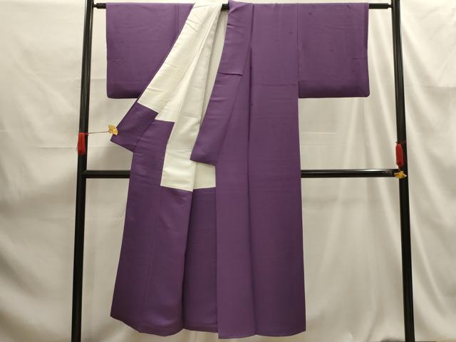 平和屋着物■上質な色無地 花菱地紋 江戸紫色 正絹 逸品 AABG1397sx
