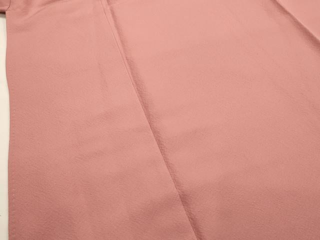 平和屋着物■上質な色無地 紋意匠 紅梅色 正絹 逸品 AABG1422sx