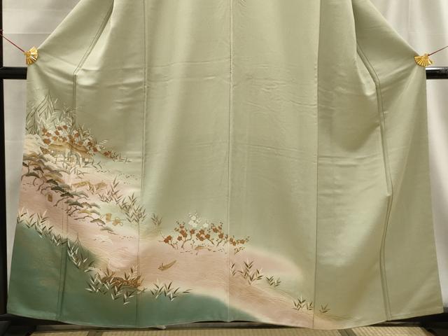 平和屋着物■豪華色留袖 松竹梅群鶴風景文 暈し染め 金彩 正絹 逸品 AABG1430sx
