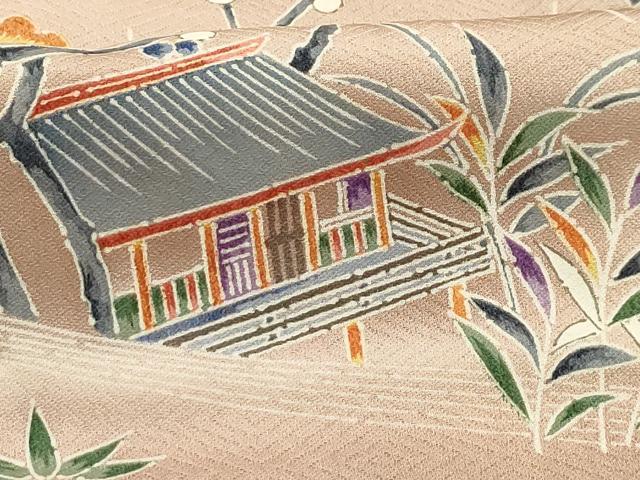 平和屋着物■上質な小紋 松竹梅風景文 暈し染め 正絹 逸品 AABG1443sx