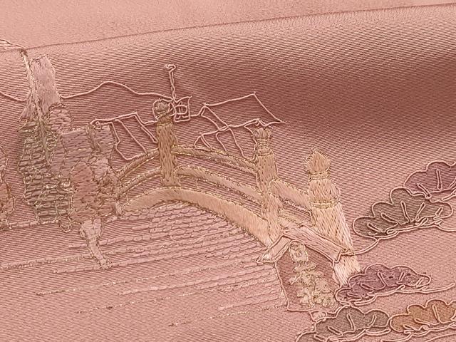 平和屋着物■中国三大刺繍 スワトウ刺繍 汕頭刺繍 訪問着 人物風景文 正絹 逸品 AABG1459sx