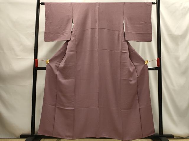 平和屋着物■上質な色無地 風景地紋 梅鼠色 反端付き 正絹 逸品 AABG1461sx